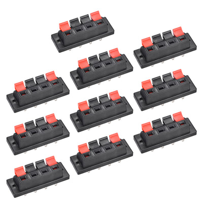 uxcell Uxcell 4 Ways Spring Speaker Terminal Clip Push Release Connector Audio Cable Terminals Strip Block Black Red WP4-10 10Pcs