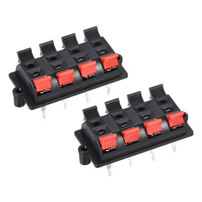 uxcell Uxcell 2 Row 8 Way  Spring Speaker Terminal Clip Push Release Connector Audio Cable Terminals Strip Block Black Red WP8-03 2Pcs