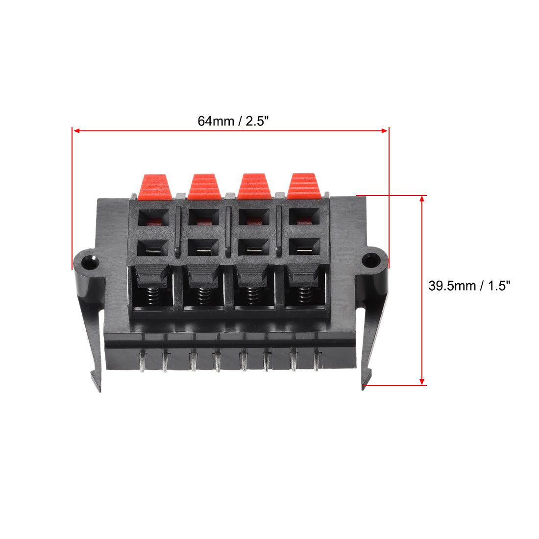 uxcell Uxcell 8Way  Spring Speaker Terminal Clip Push Release Connector Audio Cable Terminals Strip Block Black Red WP8-11 1Pcs
