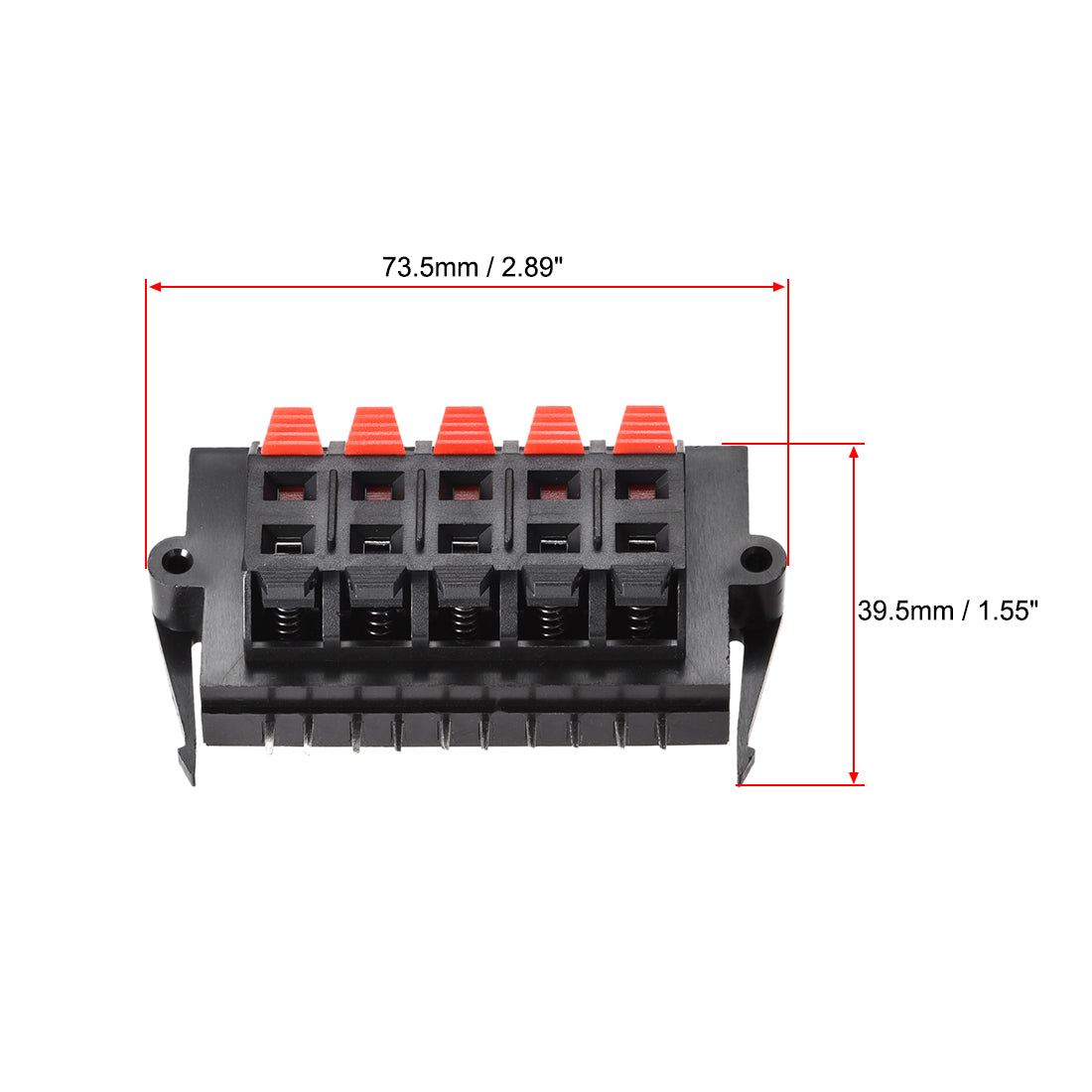 uxcell Uxcell 10 Way  Spring Speaker Terminal Clip Push Release Connector Audio Cable Terminals Strip Block Black Red WP10-11 1Pcs