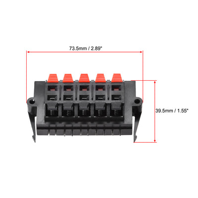 Harfington Uxcell 10 Way  Spring Speaker Terminal Clip Push Release Connector Audio Cable Terminals Strip Block Black Red WP10-11 1Pcs