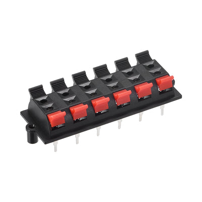 Harfington Uxcell 2 Row 12 Way  Spring Speaker Terminal Clip Push Release Connector Audio Cable Terminals Strip Block Black Red WP12-03 1Pcs