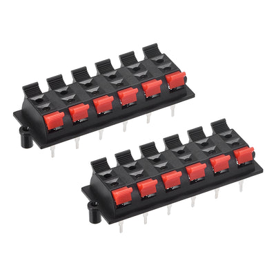 Harfington Uxcell 2 Row 12 Way  Spring Speaker Terminal Clip Push Release Connector Audio Cable Terminals Strip Block Black Red WP12-03 2Pcs