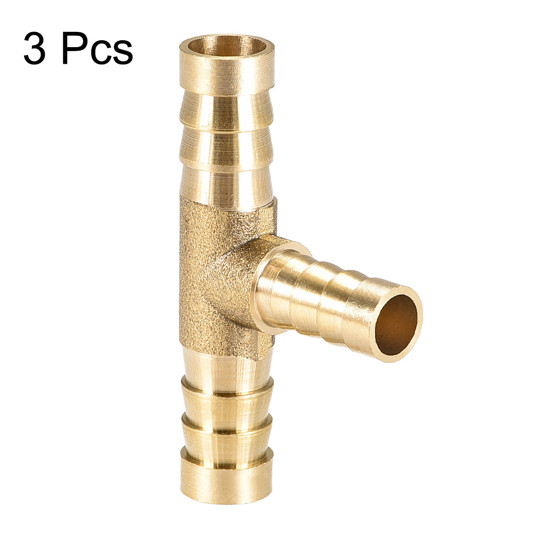 Uxcell Uxcell 12mm x 8mm x 12mm Brass Hose Reducer Barb Fitting Tee T-Shaped 3 Way Barbed Connector Air Water Fuel Gas 3pcs