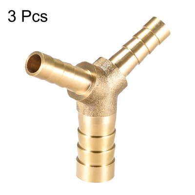 Harfington Uxcell Tee Brass Barb Fitting Reducer Y Shape 3 Way Fit Hose ID 12x8x8mm 3pcs