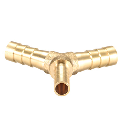 Harfington Uxcell Tee Brass Barb Fitting Reducer Y Shape 3 Way Fit Hose ID 10mm x 6mm x 10mm