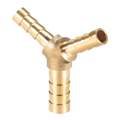 Harfington Uxcell Tee Brass Barb Fitting Reducer Y Shape 3 Way Fit Hose ID 14mm x 10mm x 10mm 2pcs