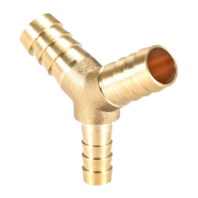 Harfington Uxcell 8mm x 6mm x 8mm Hose ID Brass Reducer Barb Fitting Y-Shaped 3 Way Tee Connector Adapter 2pcs
