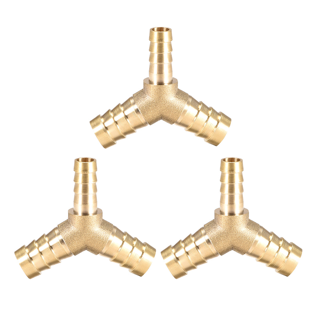 Uxcell Uxcell 8mm x 6mm x 8mm Hose ID Brass Reducer Barb Fitting Y-Shaped 3 Way Tee Connector Adapter 3pcs