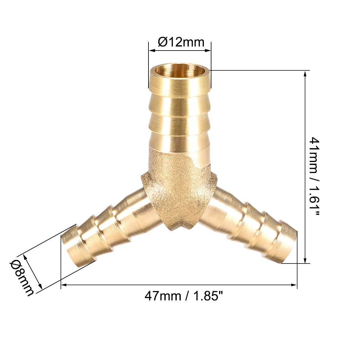 Uxcell Uxcell 10x6x6mm Hose ID Brass Reducer Barb Fitting Y-Shaped 3 Way Tee Connector Adapter