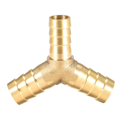 Harfington Uxcell Tee Brass Barb Fitting Reducer Y Shape 3 Way Fit Hose ID 10mm x 6mm x 10mm