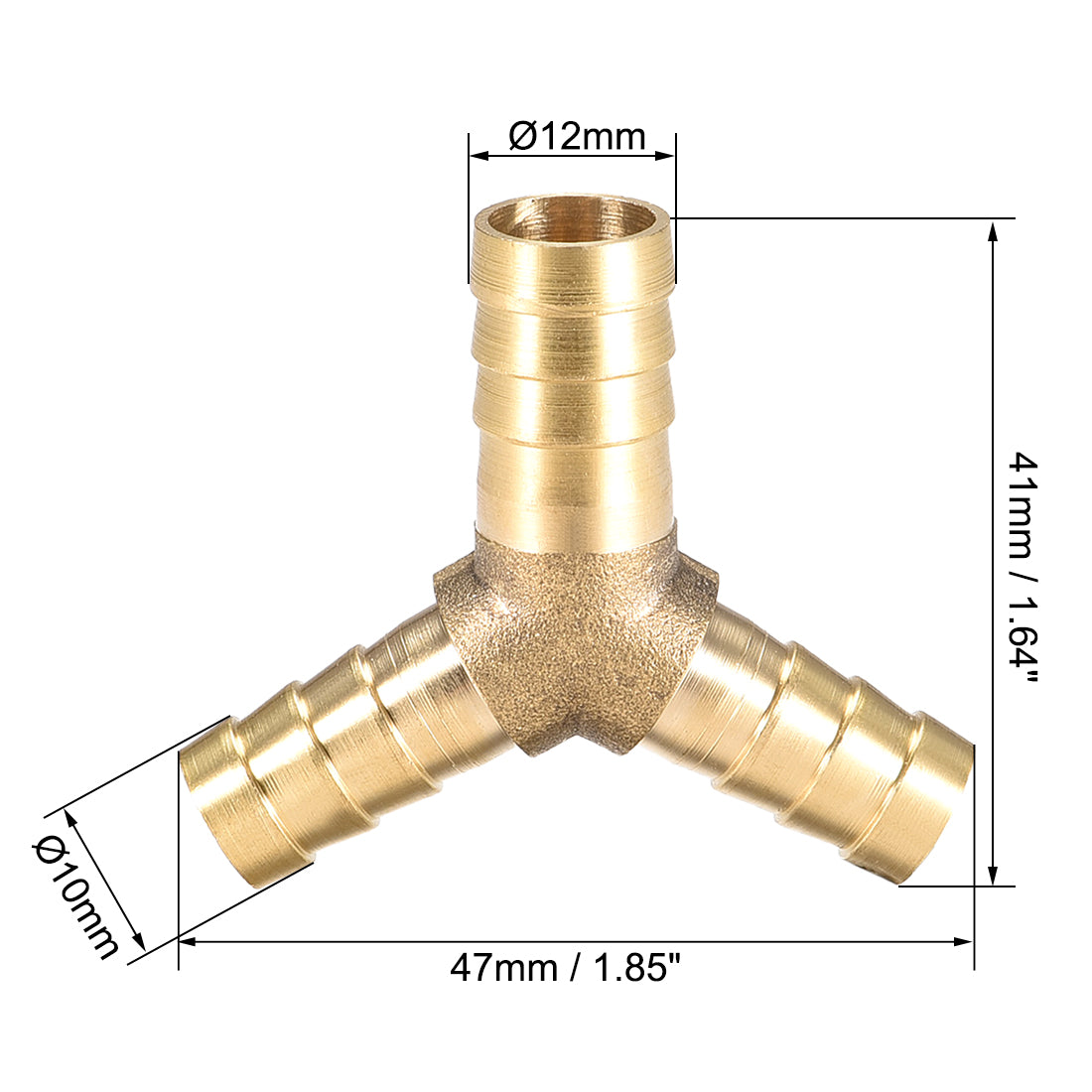 Uxcell Uxcell 10x6x6mm Hose ID Brass Reducer Barb Fitting Y-Shaped 3 Way Tee Connector Adapter