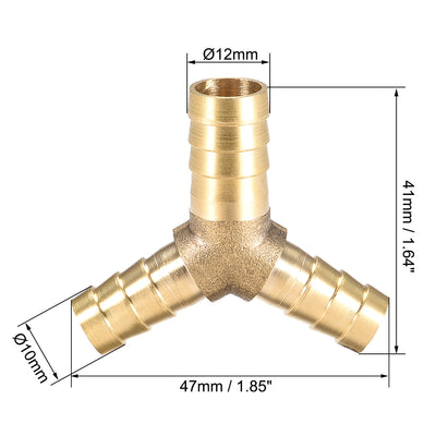 Harfington Uxcell 10x6x6mm Hose ID Brass Reducer Barb Fitting Y-Shaped 3 Way Tee Connector Adapter