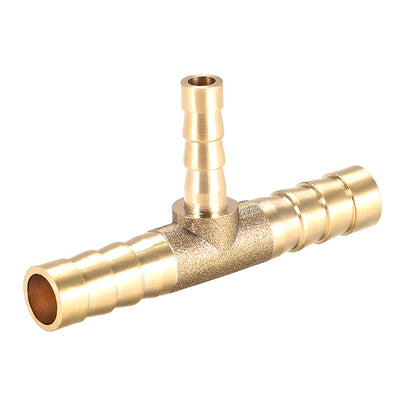 Harfington Uxcell 10mm x 6mm x 10mm Brass Hose Reducer Barb Fitting Tee T-Shaped 3 Way Barbed Connector Air Water Fuel Gas