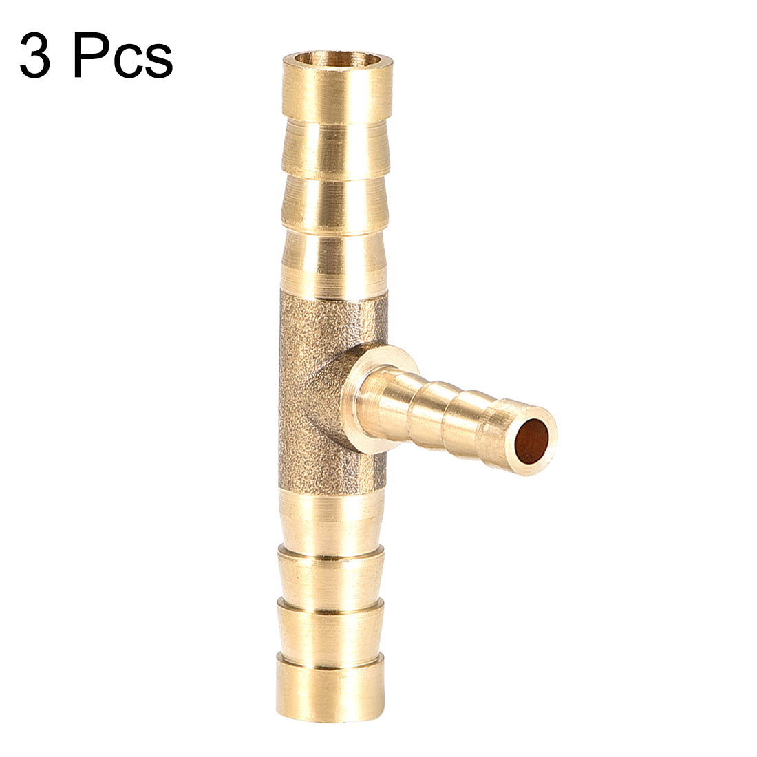 Uxcell Uxcell 12mm x 8mm x 12mm Brass Hose Reducer Barb Fitting Tee T-Shaped 3 Way Barbed Connector Air Water Fuel Gas 3pcs