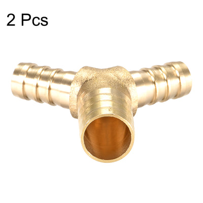 Harfington Uxcell Tee Brass Barb Fitting Reducer Y Shape 3 Way Fit Hose ID 14mm x 10mm x 10mm 2pcs