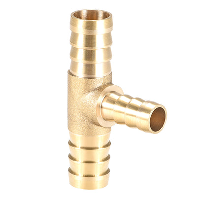 Harfington Uxcell 10mm x 6mm x 10mm Brass Hose Reducer Barb Fitting Tee T-Shaped 3 Way Barbed Connector Air Water Fuel Gas