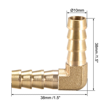 Harfington Uxcell 8mm Barb Brass Hose Fitting 90 Degree Elbow Pipe Connector Coupler Tubing 4pcs
