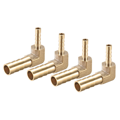 Harfington Uxcell 10mm to 4mm Barb Brass Hose Fitting 90 Degree Elbow Pipe Connector Coupler 4pcs
