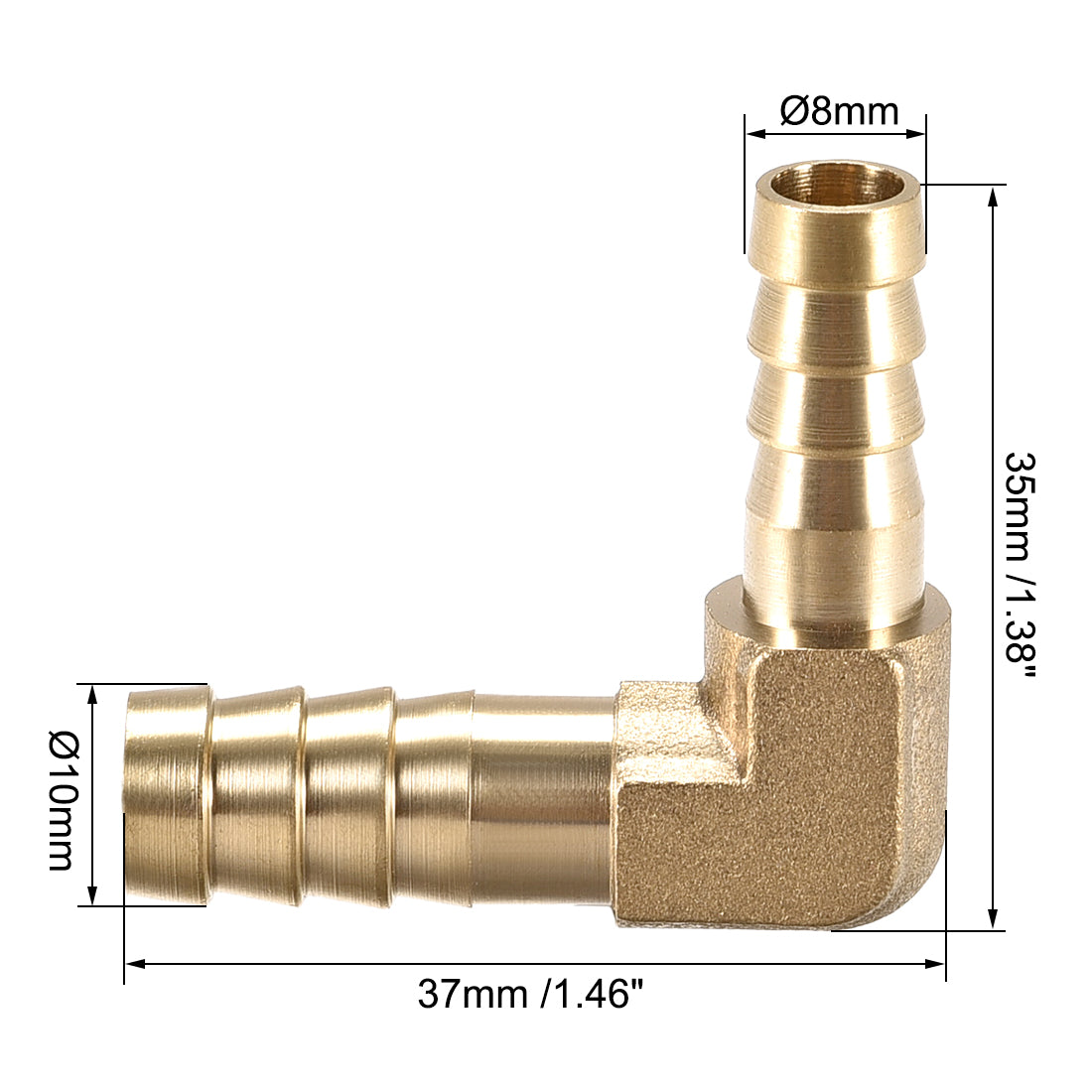 Uxcell Uxcell 8mm to 4mm Barb Brass Hose Fitting 90 Degree Elbow Pipe Connector Coupler 2pcs