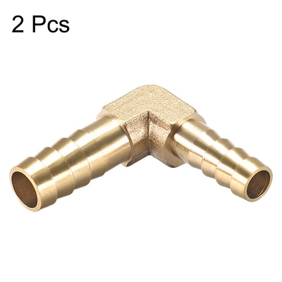 Harfington Uxcell 8mm to 4mm Barb Brass Hose Fitting 90 Degree Elbow Pipe Connector Coupler 2pcs