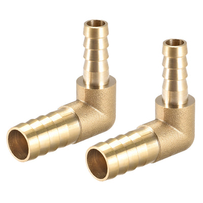 Harfington Uxcell 12mm to 8mm Barb Brass Hose Fitting 90 Degree Elbow Pipe Connector Coupler 2pcs