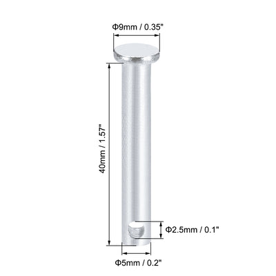 Harfington Uxcell Single Hole Clevis Pins - 6mm X 60mm Flat Head Zinc-Plating Solid Steel Link Hinge Pin 30Pcs