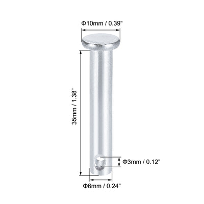 Harfington Uxcell Single Hole Clevis Pins -  Flat Head Zinc-Plating Solid Steel Link Hinge Pin 12Pcs