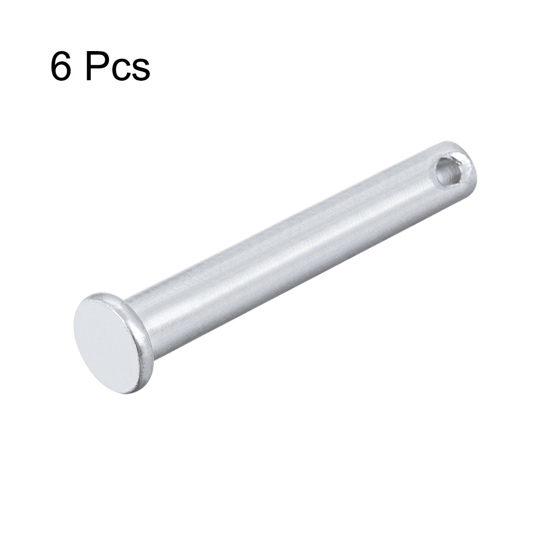 Uxcell Uxcell Single Hole Clevis Pins - 10mm x 45mm Flat Head Zinc-Plating Solid Steel Link Hinge Pin 6Pcs
