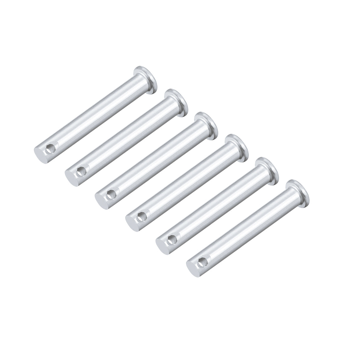 Uxcell Uxcell Single Hole Clevis Pins - 10mm x 45mm Flat Head Zinc-Plating Solid Steel Link Hinge Pin 6Pcs