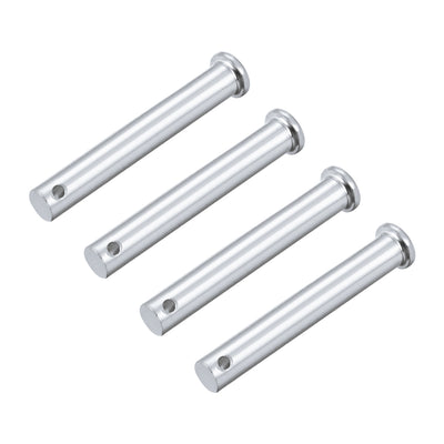 Harfington Uxcell Single Hole Clevis Pins - 10mm X 75mm Flat Head Zinc-Plating Solid Steel Link Hinge Pin 4Pcs