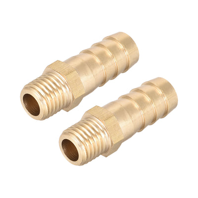 Harfington Uxcell Brass Fitting Connector Metric M10-1.25 Male to Barb Fit Hose ID 10mm 2pcs
