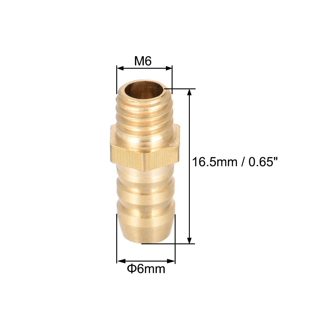 Uxcell Uxcell Brass Fitting Connector Metric M12-1.75 Male to Barb Fit Hose ID 8mm 2pcs