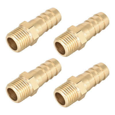 uxcell Uxcell Brass Fitting Connector Metric M12-1.25 Male to Barb Fit Hose ID 10mm 4pcs