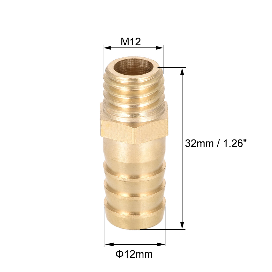 Uxcell Uxcell Brass Fitting Connector Metric M10-1.5 Male to Barb Fit Hose ID 10mm 4pcs