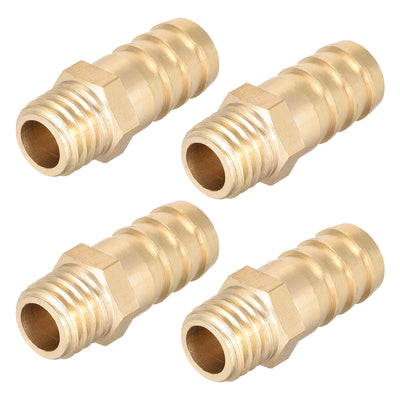 Harfington Uxcell Brass Fitting Connector Metric M10-1.5 Male to Barb Fit Hose ID 10mm 4pcs