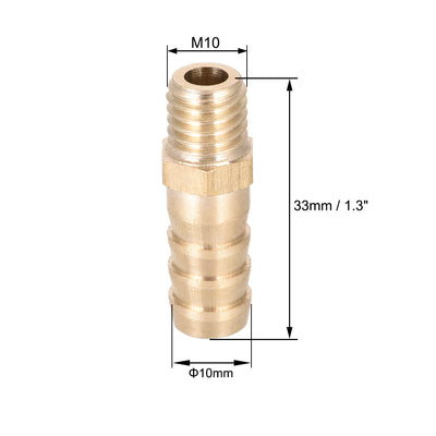 Harfington Uxcell Brass Fitting Connector Metric M12-1.75 Male to Barb Fit Hose ID 8mm 2pcs