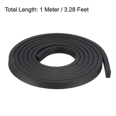 Harfington Uxcell Solid Rectangle Rubber Seal Strip 5mm Wide 3mm Thick, 1 Meter Long Black