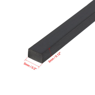 Harfington Uxcell Solid Rectangle Rubber Seal Strip 5mm Wide 3mm Thick, 1 Meter Long Black