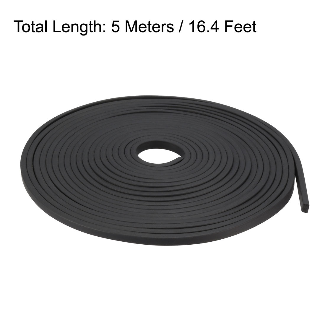 uxcell Uxcell Solid Rectangle Rubber Seal Strip 5mm Wide 3mm Thick, 5 Meters Long Black