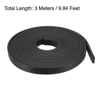 Harfington Uxcell Solid Rectangle Rubber Seal Strip 10mm Wide 3mm Thick, 3 Meters Long Black