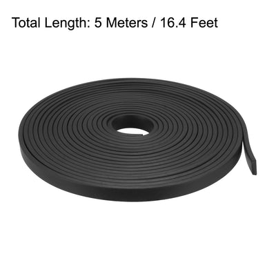 Harfington Uxcell Solid Rectangle Rubber Seal Strip 10mm Wide 3mm Thick, 5 Meters Long Black