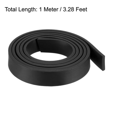 Harfington Uxcell Solid Rectangle Rubber Seal Strip 15mm Wide 3mm Thick, 1 Meter Long Black