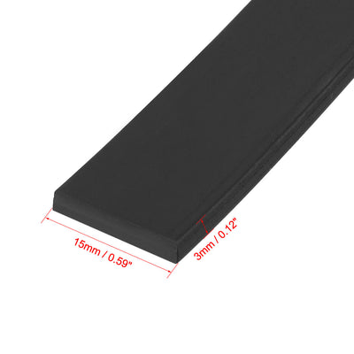 Harfington Uxcell Solid Rectangle Rubber Seal Strip 15mm Wide 3mm Thick, 1 Meter Long Black