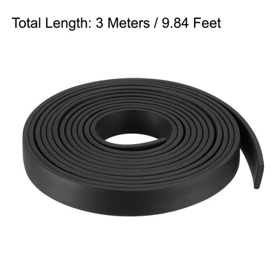Harfington Uxcell Solid Rectangle Rubber Seal Strip 15mm Wide 3mm Thick, 3 Meters Long Black