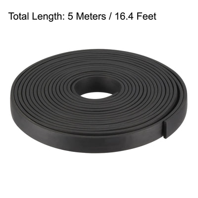 Harfington Uxcell Solid Rectangle Rubber Seal Strip 15mm Wide 3mm Thick, 5 Meters Long Black