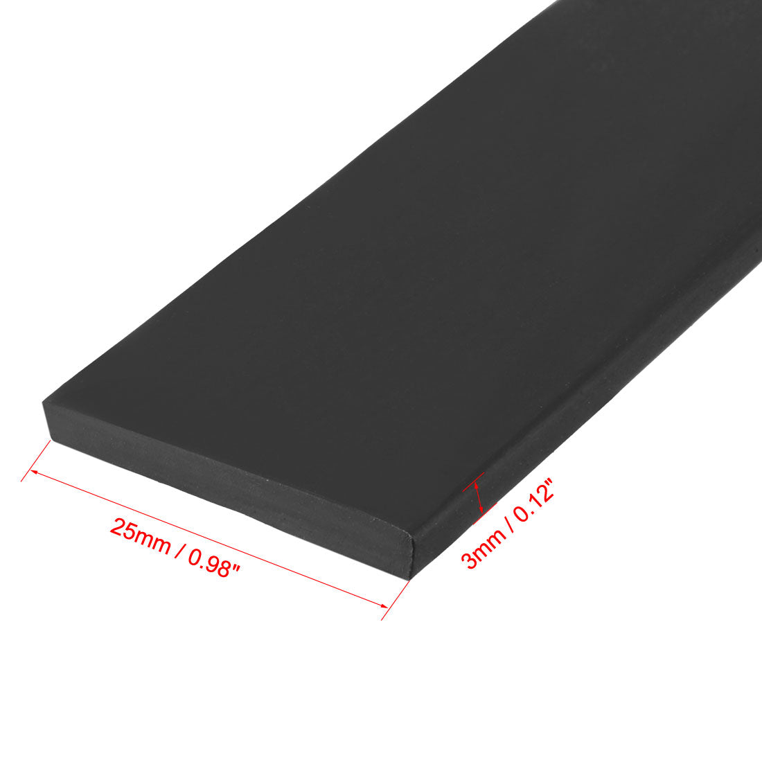 uxcell Uxcell Solid Rectangle Rubber Seal Strip 25mm Wide 3mm Thick, 5 Meters Long Black