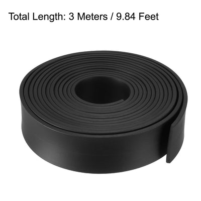 Harfington Uxcell Solid Rectangle Rubber Seal Strip 30mm Wide 3mm Thick, 3 Meters Long Black
