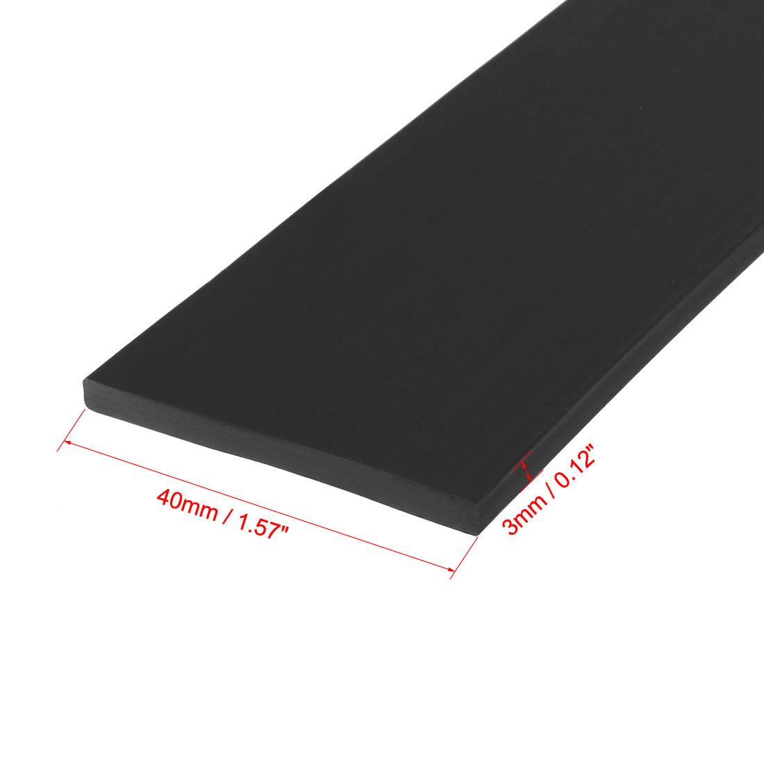 uxcell Uxcell Solid Rectangle Rubber Seal Strip 40mm Wide 3mm Thick, 1 Meter Long Black