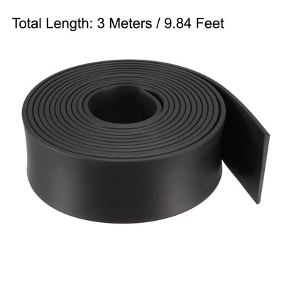 Harfington Uxcell Solid Rectangle Rubber Seal Strip 40mm Wide 3mm Thick, 3 Meters Long Black